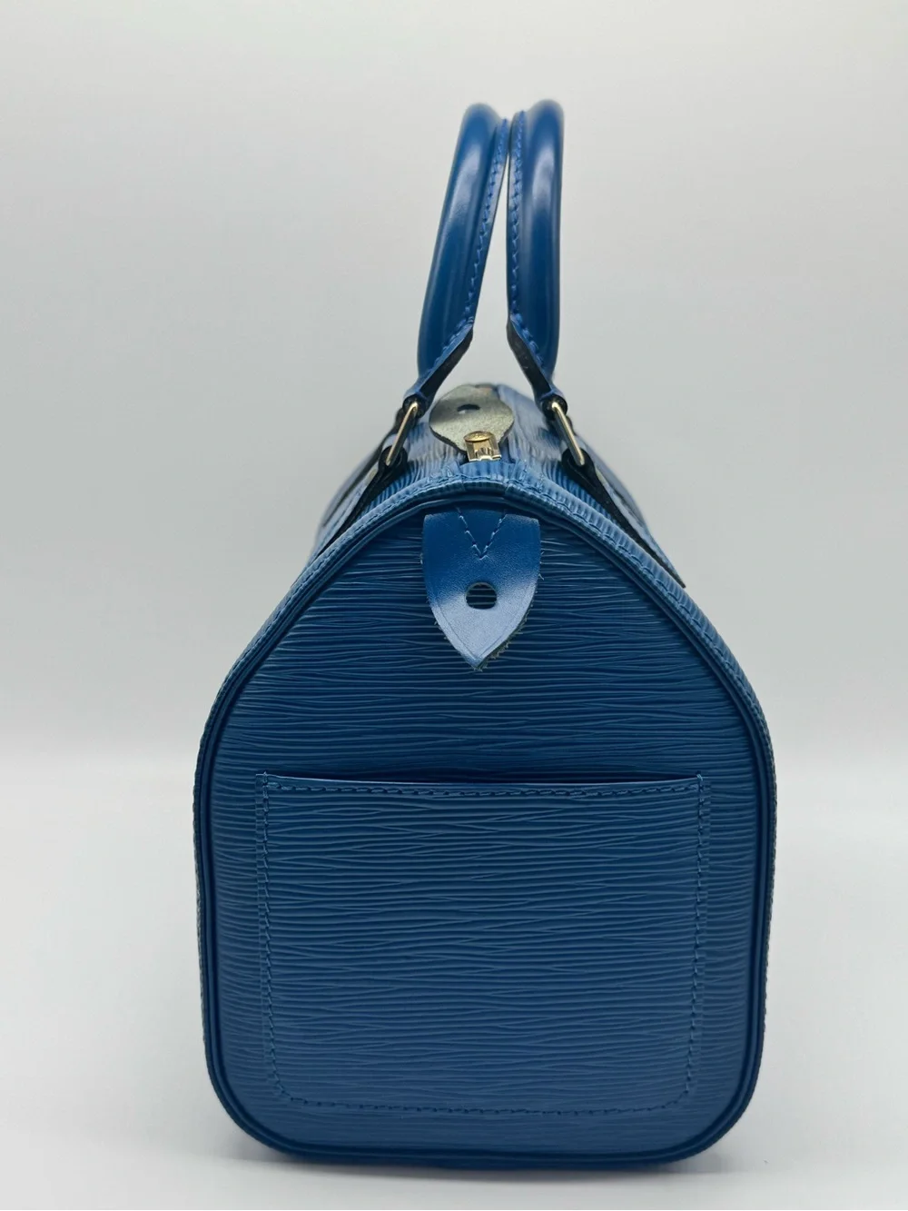 Louis Vuitton Speedy 25 Blue Epi Leather Top Handle Bag